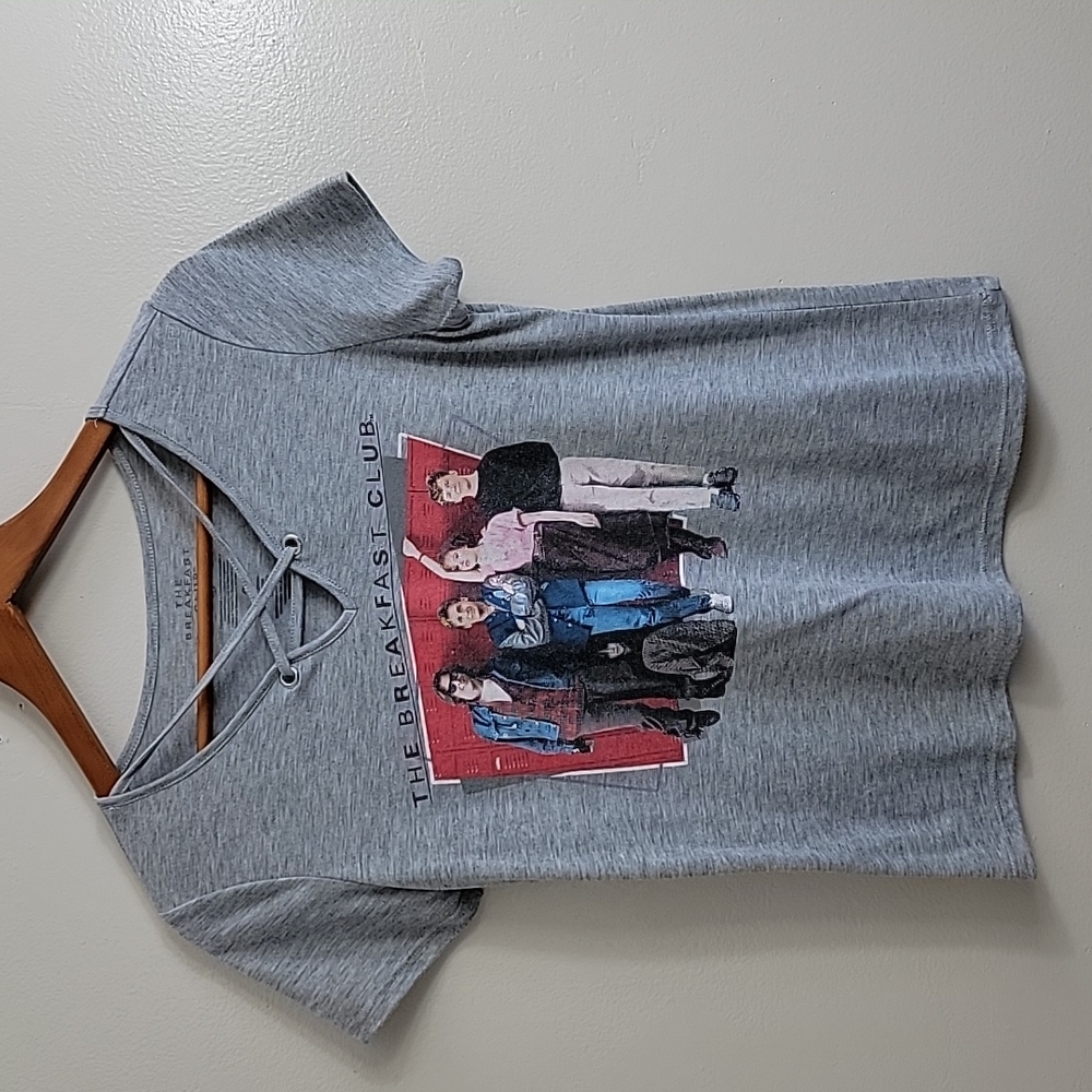 The Breakfast Club Graphic Women's  T-shirt V-neck Gray  Size S